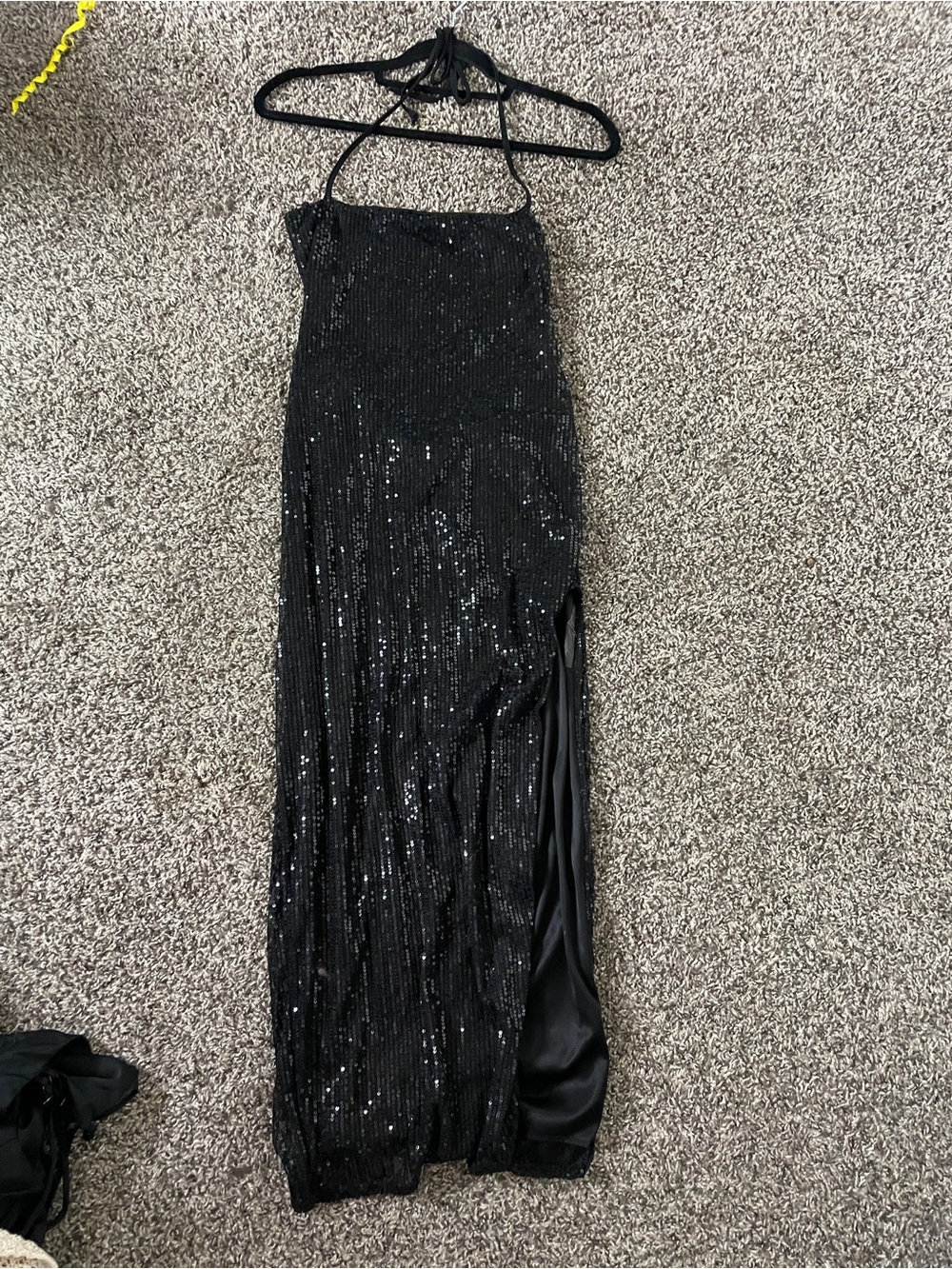 Black Sequin Halter Maxi Skirt